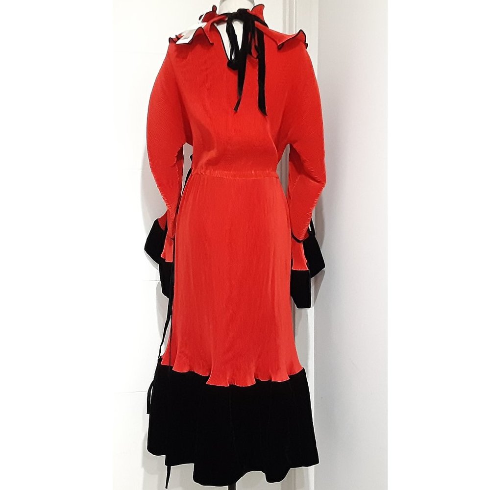 NWT $998 TORY BURCH RED CONVERTIBLE PLEATED MIDI DRESS - Picture 5 of 6